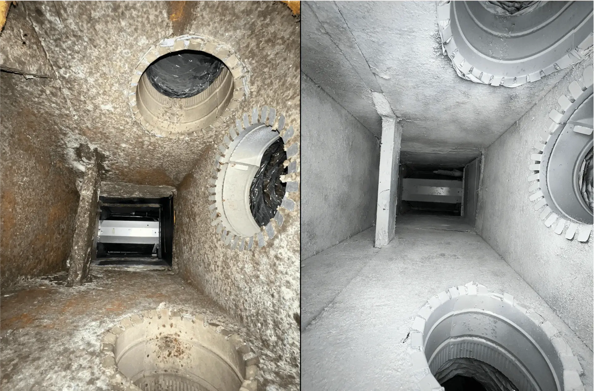 FreshFlow before and after air duct cleaning in Austin