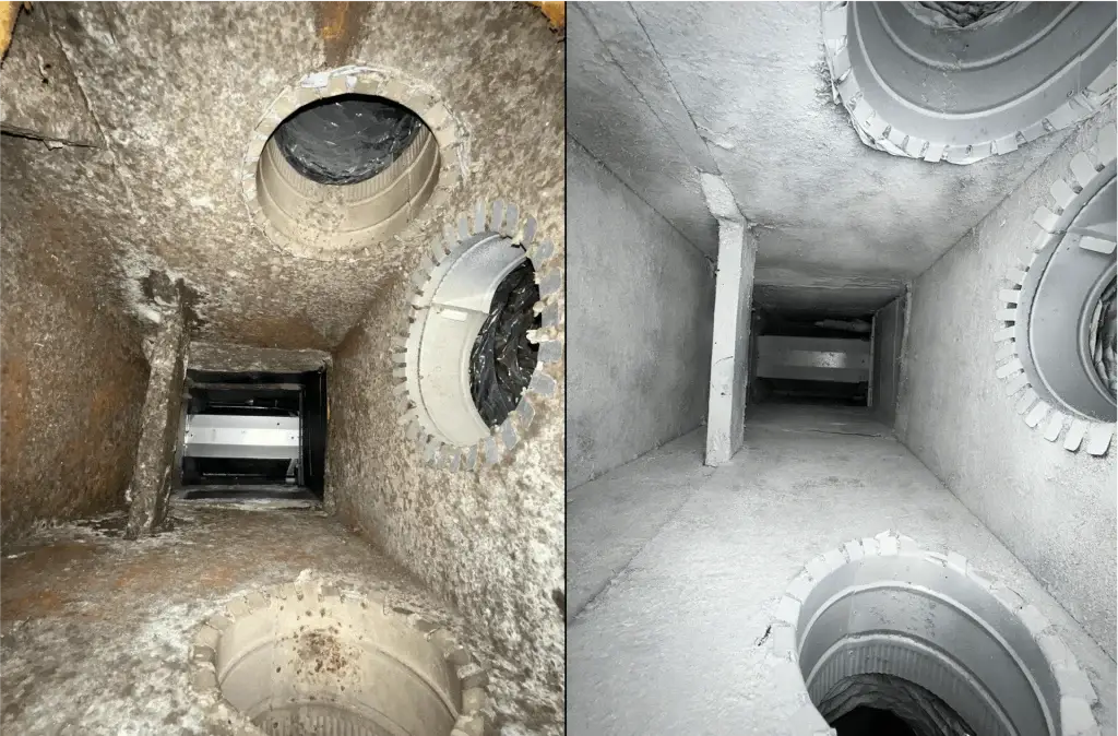 Air Duct Cleaning Before and After by FreshFlow Air Services in Austin